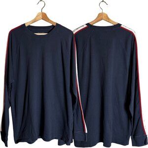 Y2K Abercrombie & Fitch Logo Long Sleeve T-Shirt Tee Men's XXL Blue Retro Preppy